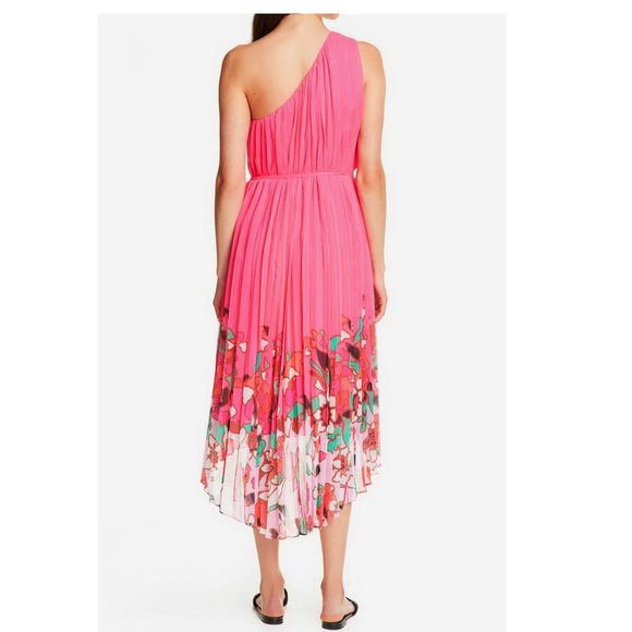 NWT Ted Baker Floral Pleated Asymmetrical Dress– Wedding & Party Ready - Picture 3 of 13